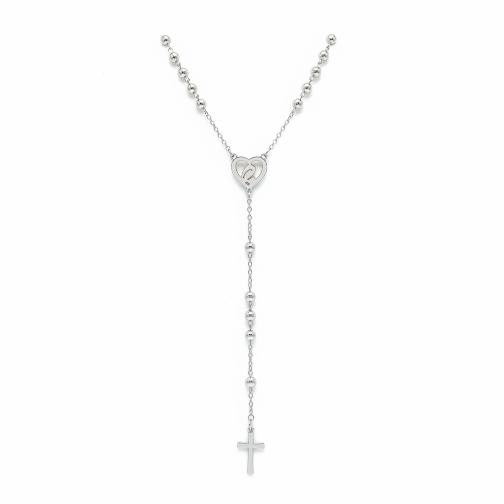 Collier type chapelet croix