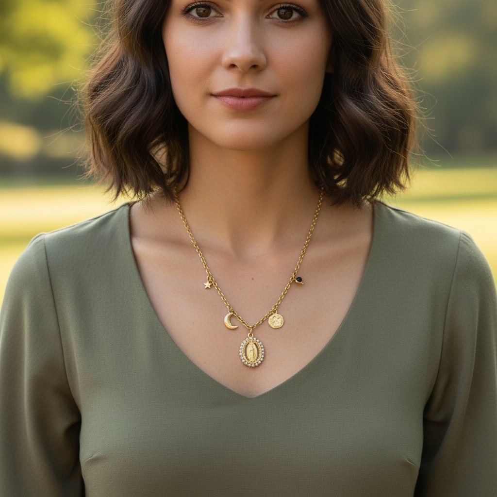 Collier Vierge Marie & ange