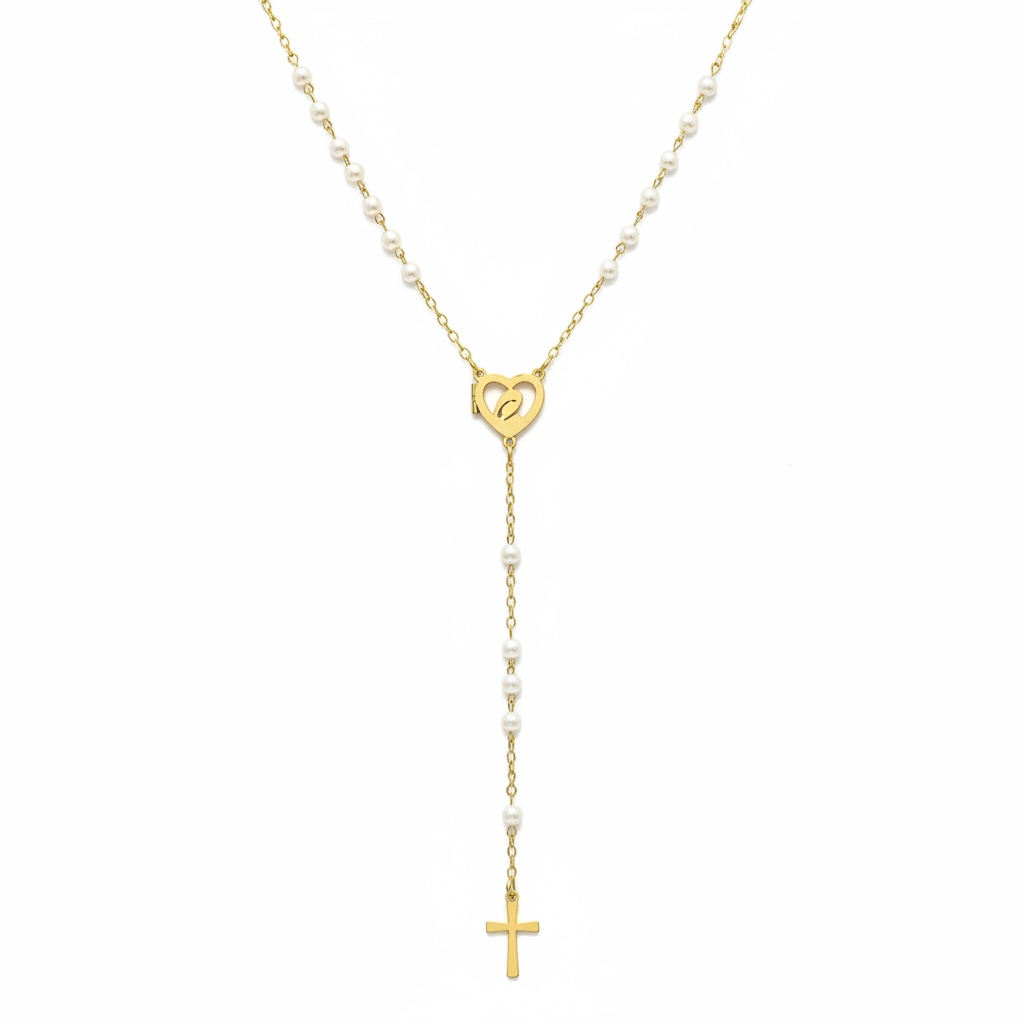 Collier type chapelet croix