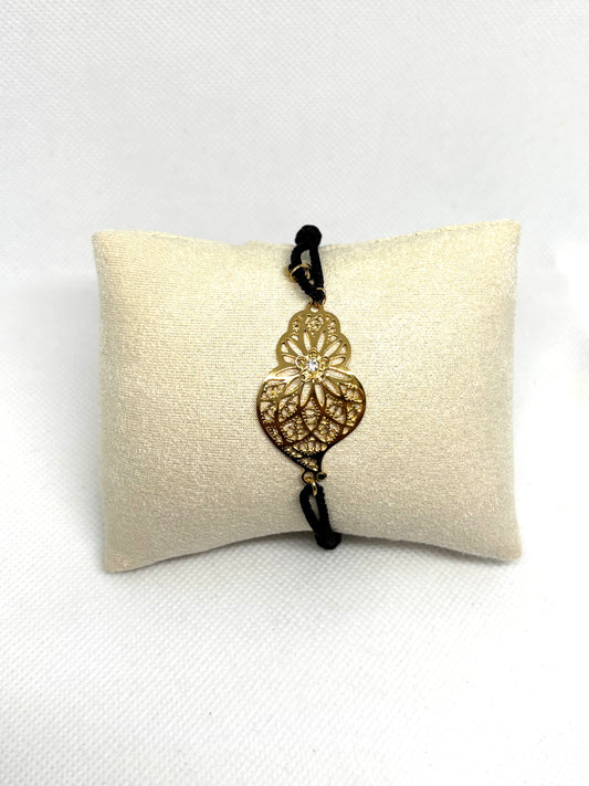 BRACELET NOIR AVEC CORACAO DE VIANA